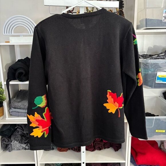 Colorful Leaf Embroidered Cardigan vintage Talbots women’s small novelty - Picture 5 of 6